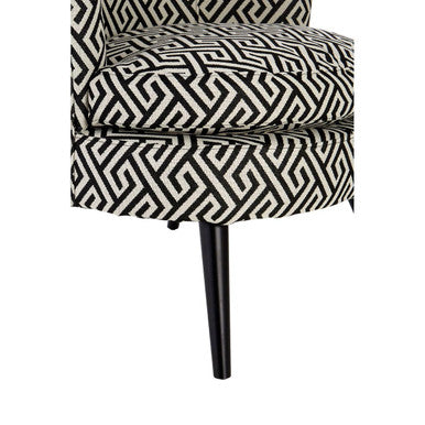 Orsina Regent Park Round Accent Chair – Black & Beige Greek Key