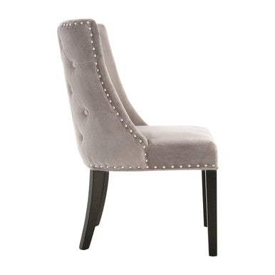 Orsina Regents Park Grey Velvet Dining Chair with Tufted Back