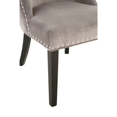 Orsina Regents Park Grey Velvet Dining Chair with Tufted Back