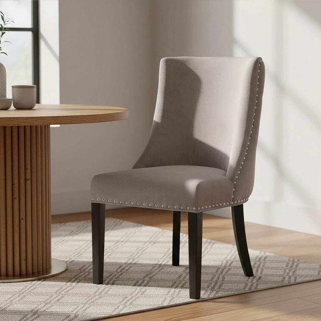 Orsina Regents Park Grey Velvet Dining Chair with Tufted Back