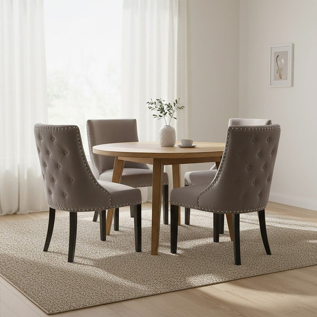 Orsina Regents Park Grey Velvet Dining Chair with Tufted Back
