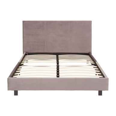 Orsina Napoli King Bed – Grey Upholstered Velvet Platform Bed