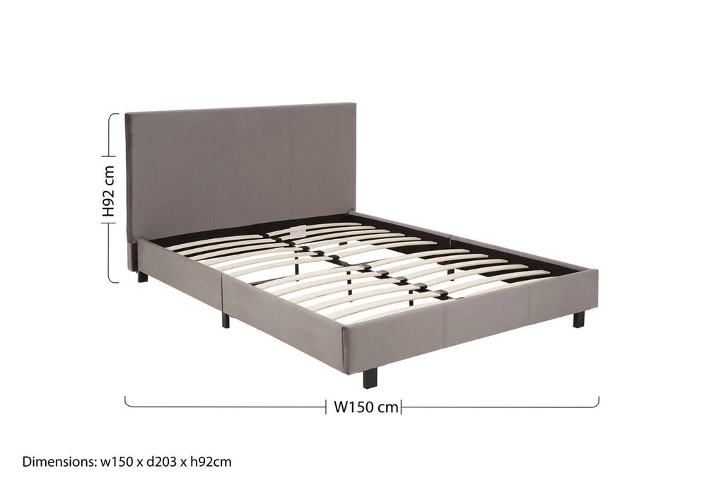 Orsina Napoli King Bed – Grey Upholstered Velvet Platform Bed