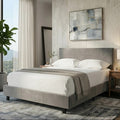 Orsina Napoli King Bed – Grey Upholstered Velvet Platform Bed