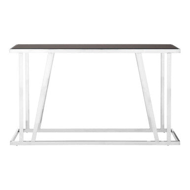 Orsina Ackley Console Table – Black Tempered Glass & Silver Stainless Steel