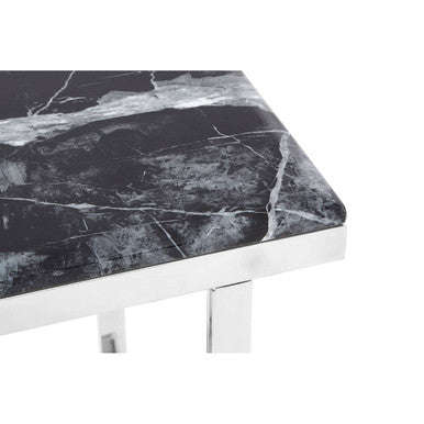 Orsina Ackley Console Table – Black Marble Top & Silver Stainless Steel