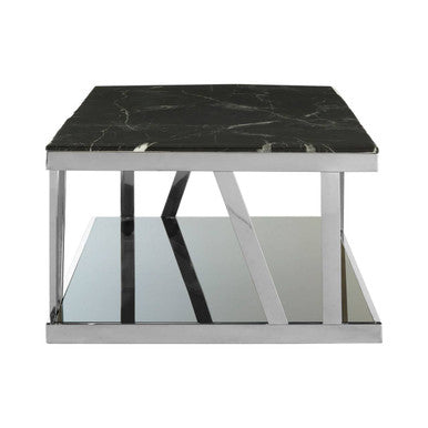 Orsina Black Marble Coffee Table – Silver Stainless Steel Base