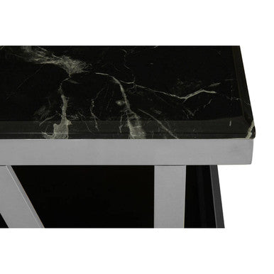 Orsina Black Marble Coffee Table – Silver Stainless Steel Base