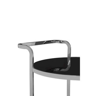 Orsina Ackley 2-Tier Silver Drinks Trolley with Black Glass Bar Cart
