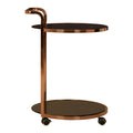 Orsina Ackley Drinks Trolley – 2-Tier Rose Gold Bar Cart with Black Glass