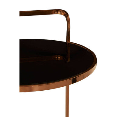 Orsina Ackley Drinks Trolley – 2-Tier Rose Gold Bar Cart with Black Glass