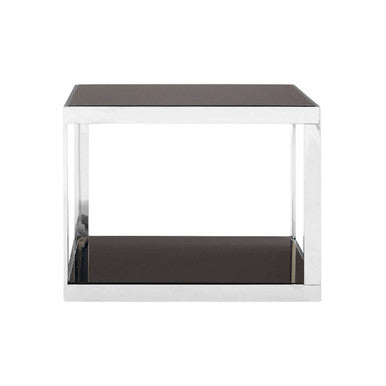 Orsina Ackley Square Coffee Table – Silver Metal and Black Glass