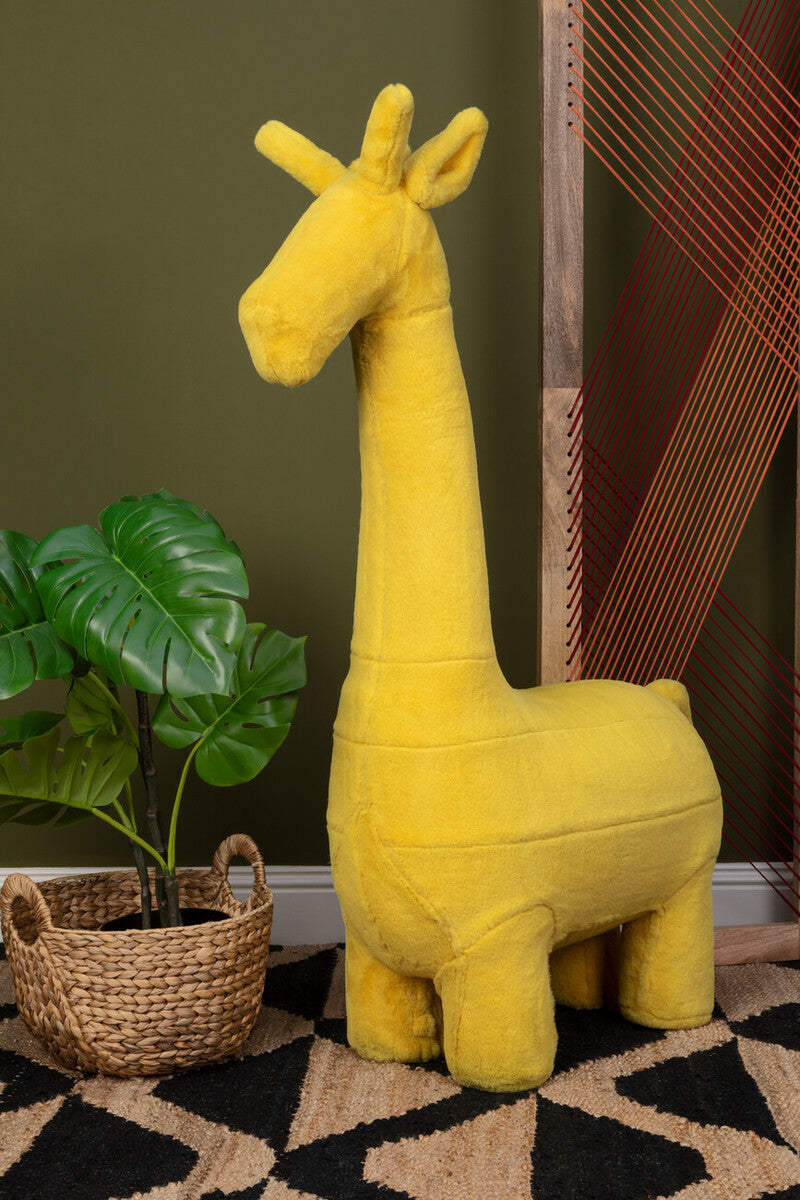 Orsina Jungle Safari Kids Giraffe Animal Stool – Yellow Eucalyptus Wood