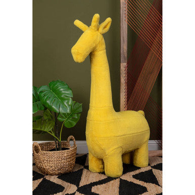 Orsina Jungle Safari Kids Giraffe Animal Stool – Yellow Eucalyptus Wood