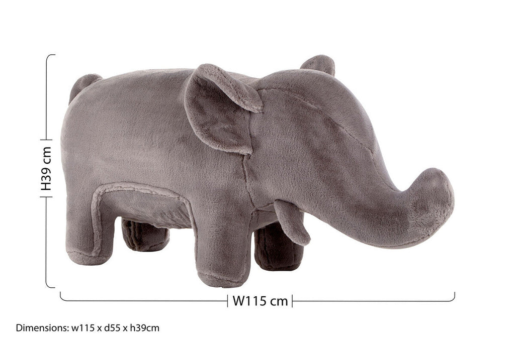 Orsina Elephant Animal Stool – Grey Faux Fur Kids Nursery Chair