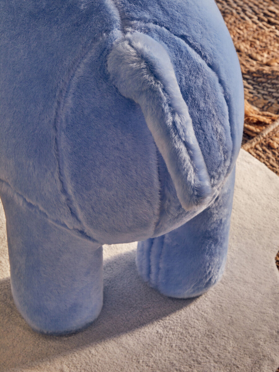 Orsina Hippo Animal Stool – Kids Blue Fabric Ottoman for Nursery