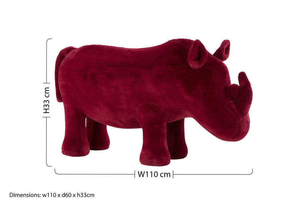 Orsina Rhino Animal Stool – Maroon Faux Fur Kids Playroom Seating