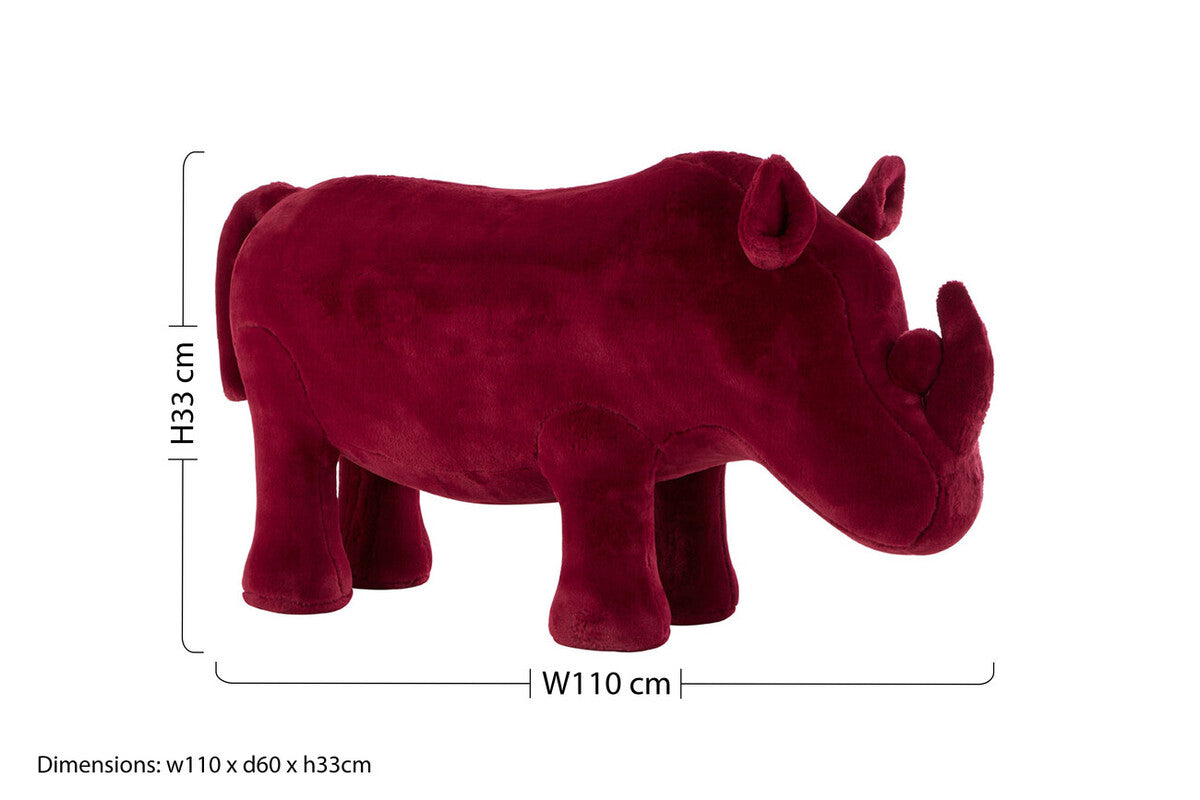 Orsina Rhino Animal Stool – Maroon Faux Fur Kids Playroom Seating