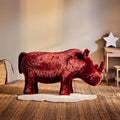 Orsina Rhino Animal Stool – Maroon Faux Fur Kids Playroom Seating