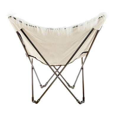 Orsina Sienna White Faux Fur Butterfly Chair – Modern Boho Accent