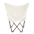 Orsina Sienna White Faux Fur Butterfly Chair – Modern Boho Accent
