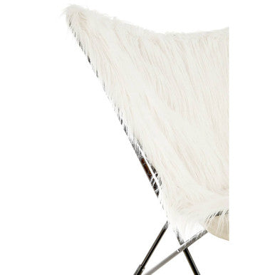 Orsina Sienna White Faux Fur Butterfly Chair – Modern Boho Accent
