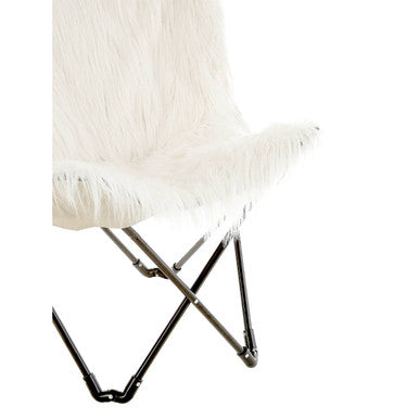 Orsina Sienna White Faux Fur Butterfly Chair – Modern Boho Accent