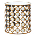 Orsina Zariah Gold Mirrored Side Table – Round Distressed Metal End Table