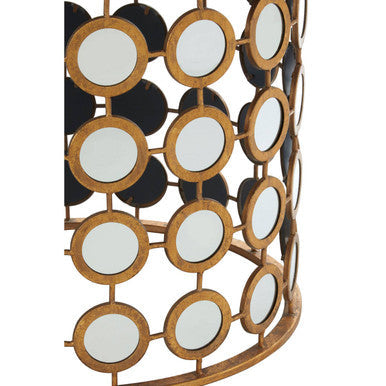 Orsina Zariah Gold Mirrored Side Table – Round Distressed Metal End Table