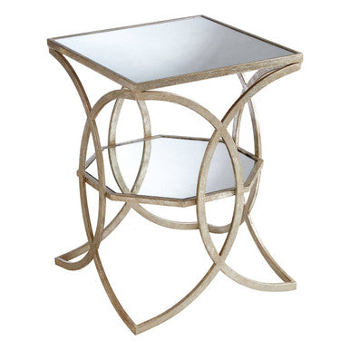 Orsina Zariah Side Table – Antique Silver Geometric Cross Design