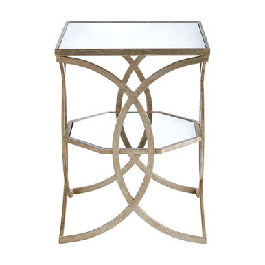 Orsina Zariah Side Table – Antique Silver Geometric Cross Design
