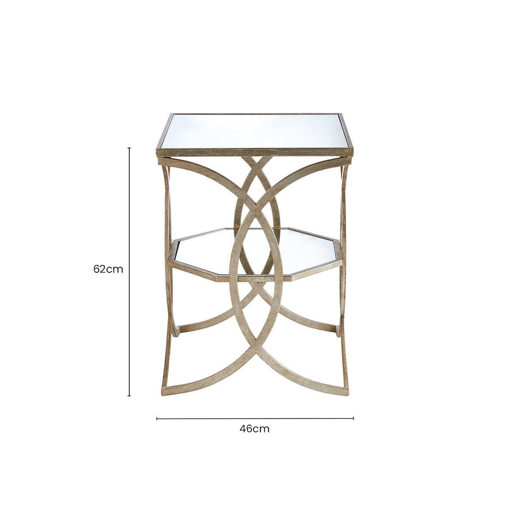 Orsina Zariah Side Table – Antique Silver Geometric Cross Design