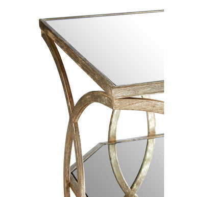 Orsina Zariah Side Table – Antique Silver Geometric Cross Design