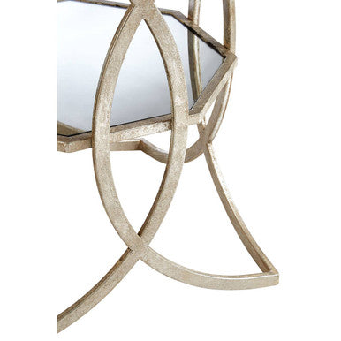 Orsina Zariah Side Table – Antique Silver Geometric Cross Design