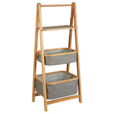 Orsina Carrick 3-Tier Bathroom Storage Unit – Grey Fabric Scandi Shelf