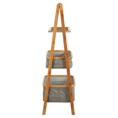 Orsina Carrick 3-Tier Bathroom Storage Unit – Grey Fabric Scandi Shelf