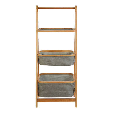 Orsina Carrick 3-Tier Bathroom Storage Unit – Grey Fabric Scandi Shelf