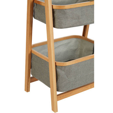 Orsina Carrick 3-Tier Bathroom Storage Unit – Grey Fabric Scandi Shelf