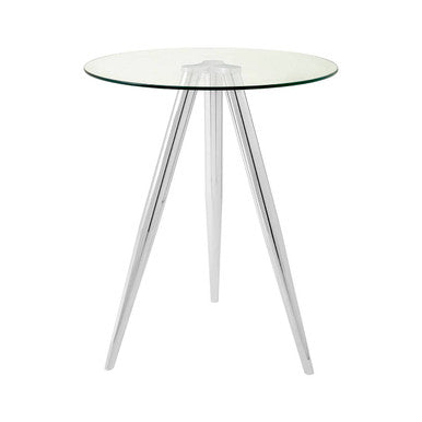 Orsina Barton Round Glass Bar Table – Chrome Tripod Base Bistro Table