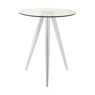 Orsina Barton Round Glass Bar Table – Chrome Tripod Base Bistro Table