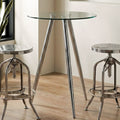 Orsina Barton Round Glass Bar Table – Chrome Tripod Base Bistro Table