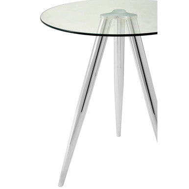 Orsina Barton Round Glass Bar Table – Chrome Tripod Base Bistro Table