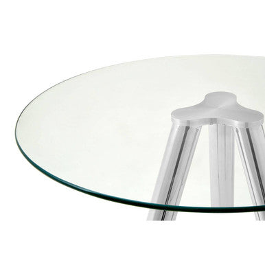 Orsina Barton Round Glass Bar Table – Chrome Tripod Base Bistro Table