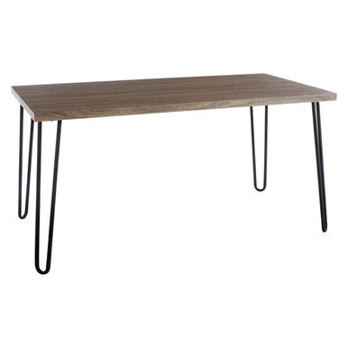 Orsina Borough Rustic Veneer Dining Table with Black Hairpin Legs
