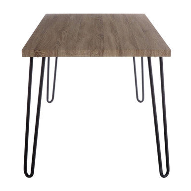 Orsina Borough Rustic Veneer Dining Table with Black Hairpin Legs