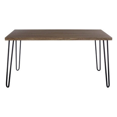 Orsina Borough Rustic Veneer Dining Table with Black Hairpin Legs