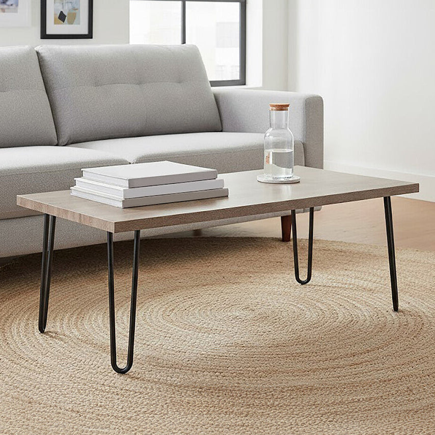 Orsina Borough Coffee Table – Industrial Veneer Top with Metal Legs