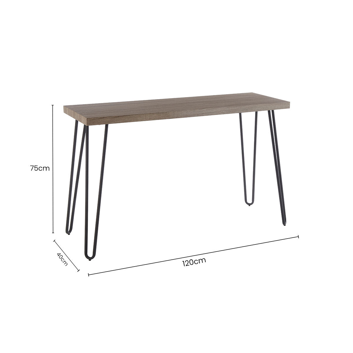 Orsina Borough Console Table – Industrial Wood Veneer & Hairpin Legs