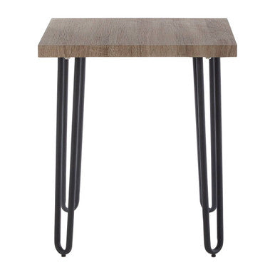 Orsina Borough Side Table – Natural Wood Top with Black Hairpin Legs