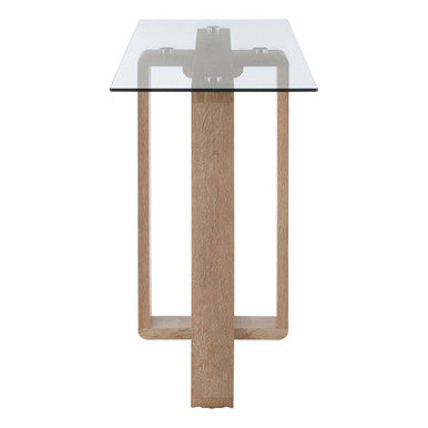 Orsina Barton Glass Console Table with Wood Effect Legs – Modern Scandi